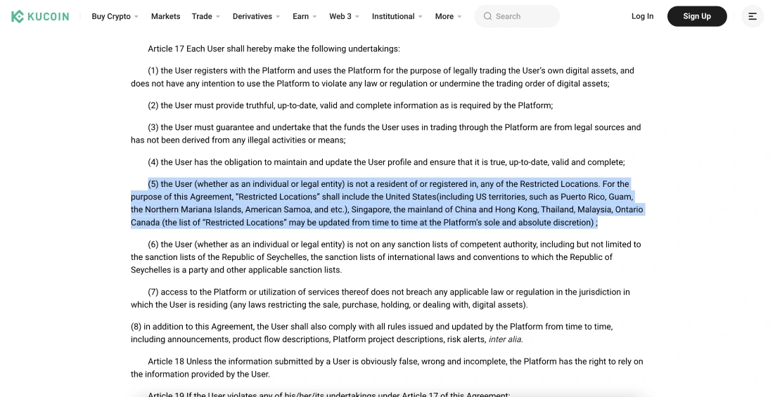 KuCoin Restricted Countries (2024)